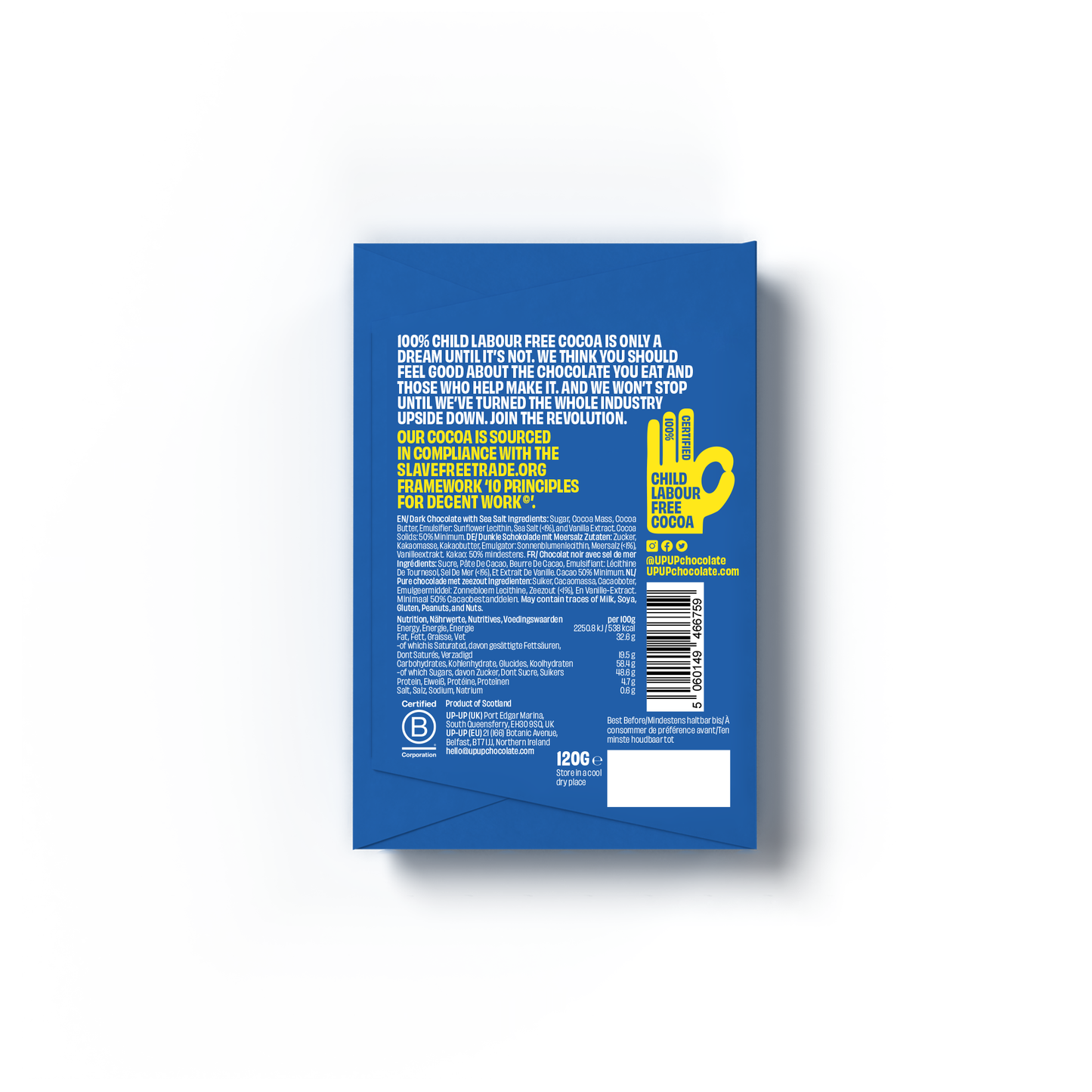 UP-UP Chocolate - Sea Salt Dark Chocolate Bar 120G/4.2OZ