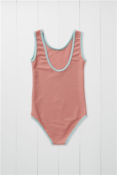 Grass + Air Ribbed Swimsuit - Rose