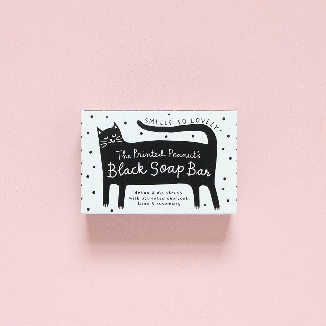 The Printed Peanut Homeware & Stationery - Black Cat Charcoal Natural Handmade Soap Bar