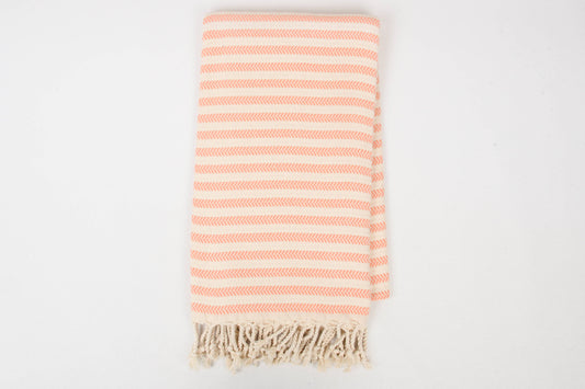 Handwoven Turkish Cotton Towel – Coral