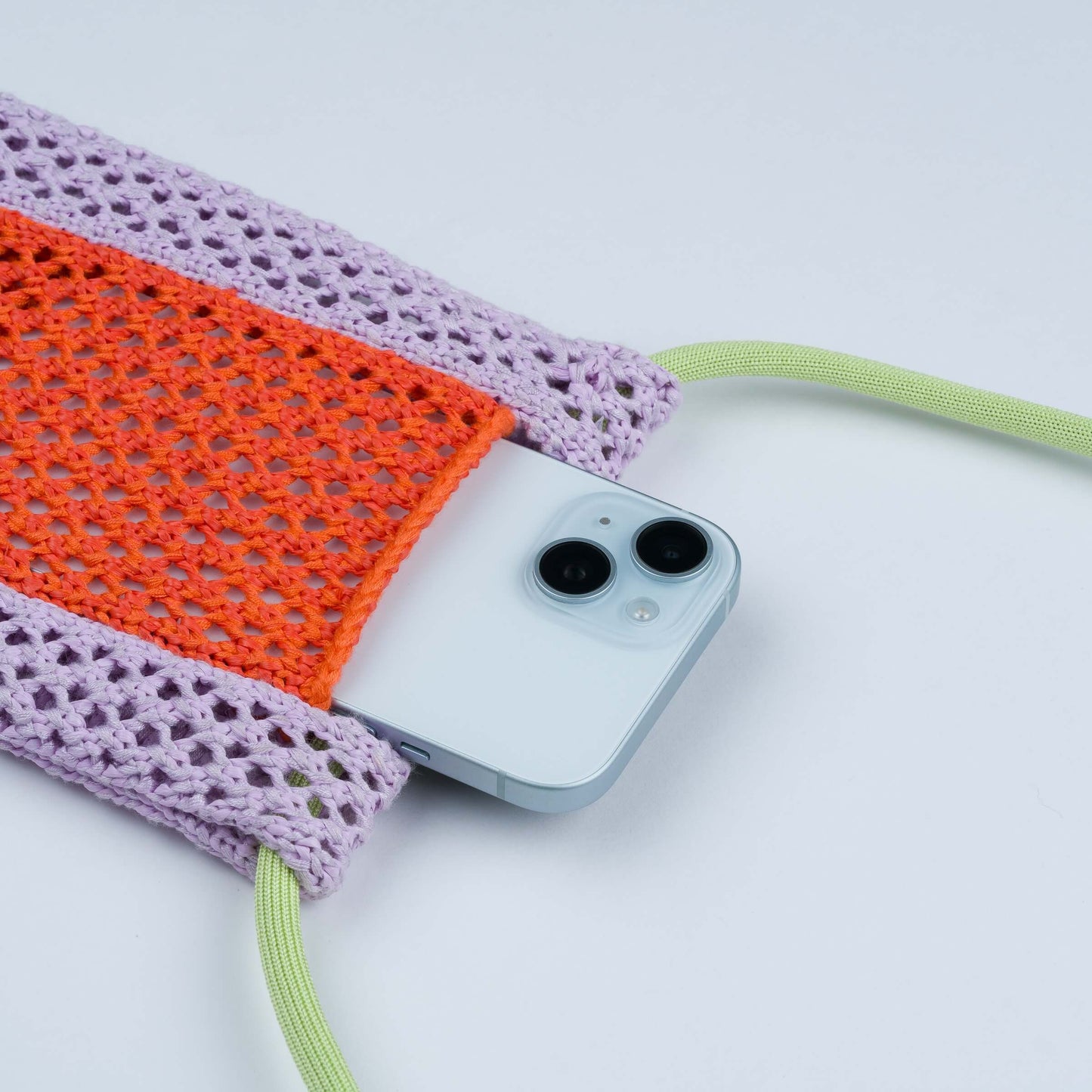 VERLOOP | knits - Raffia Phone Sling: Golden Olive Pink