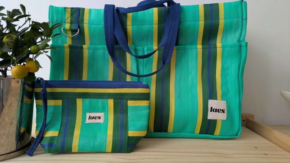 Laes Beach Bag - Green/Yellow/Blue