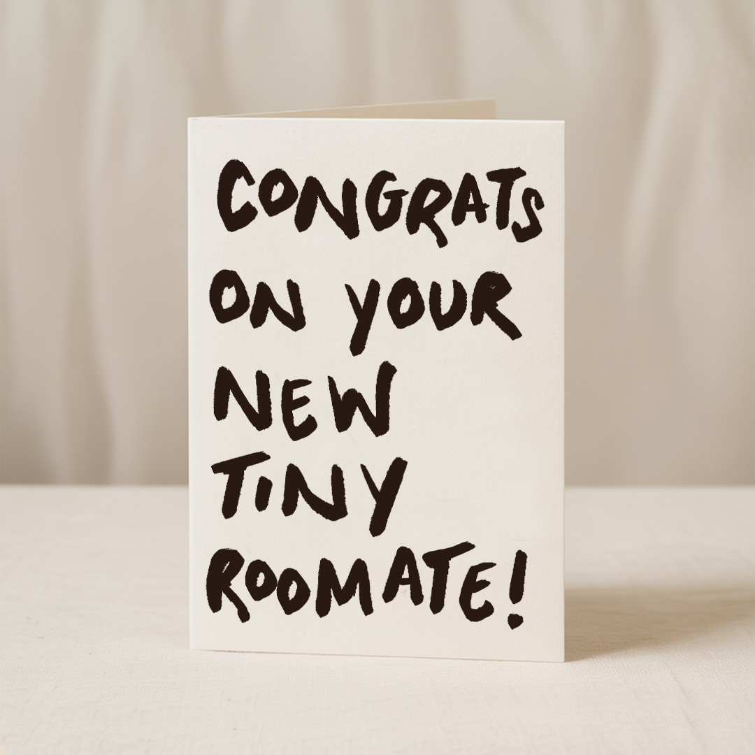 Blue Iris Designs Co - Congrats on your new tiny roommate 5x7/A6 card: Cello Bag (Biodegradable) / A6
