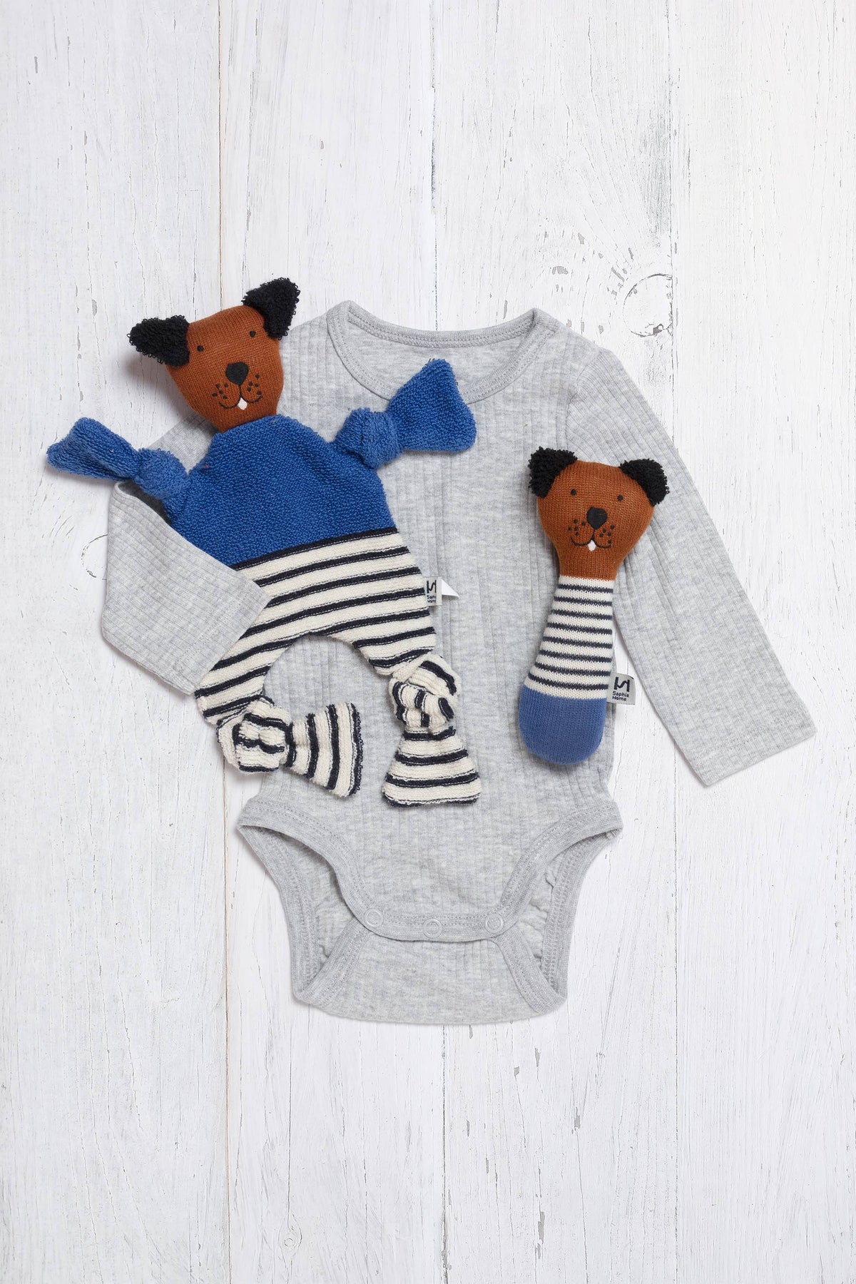 Sophie Home - Cotton Knit Baby Comforter Cuddle Cloth: Dog Cobalt
