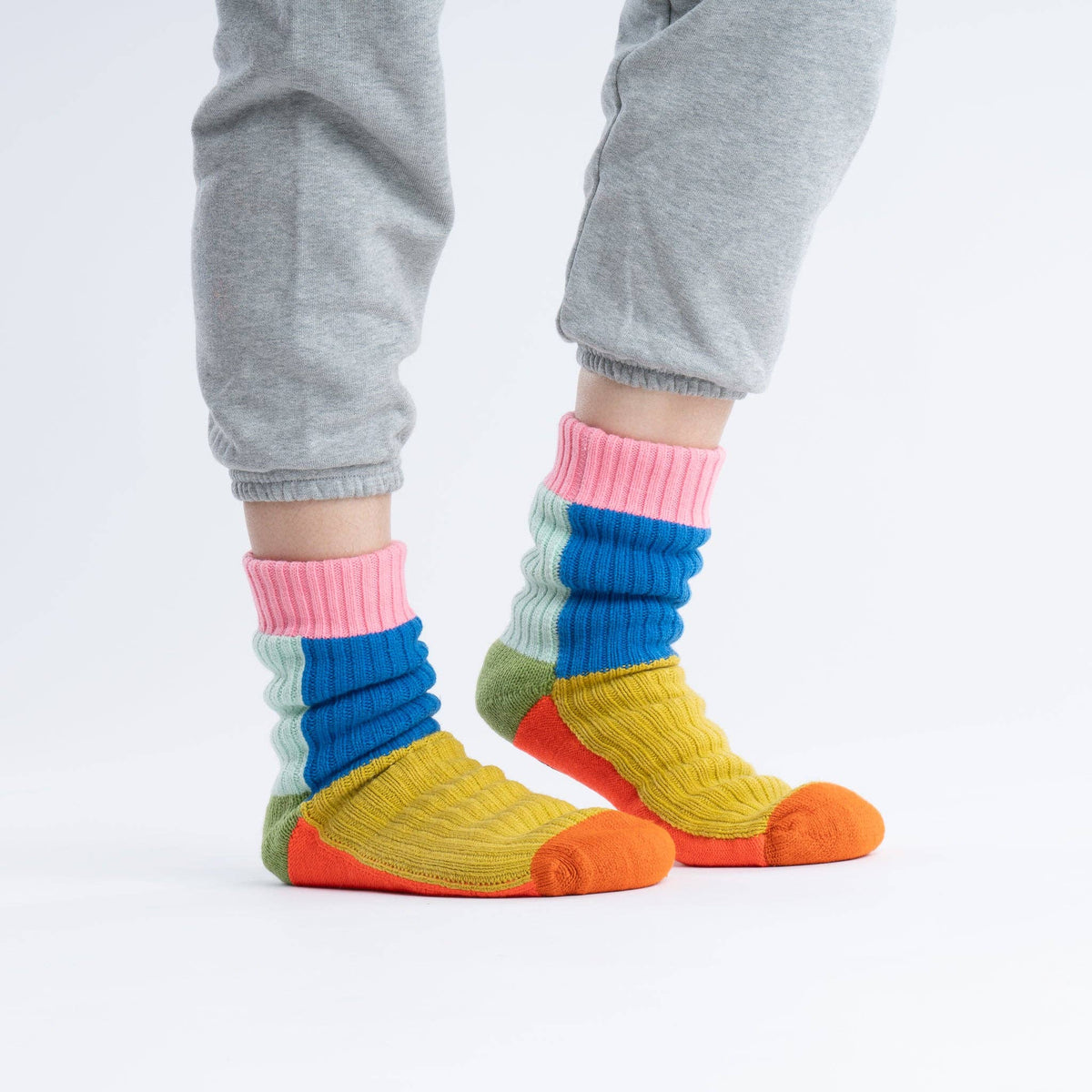 VERLOOP - Kaleidoscope Knit House Socks: Olive Cobalt
