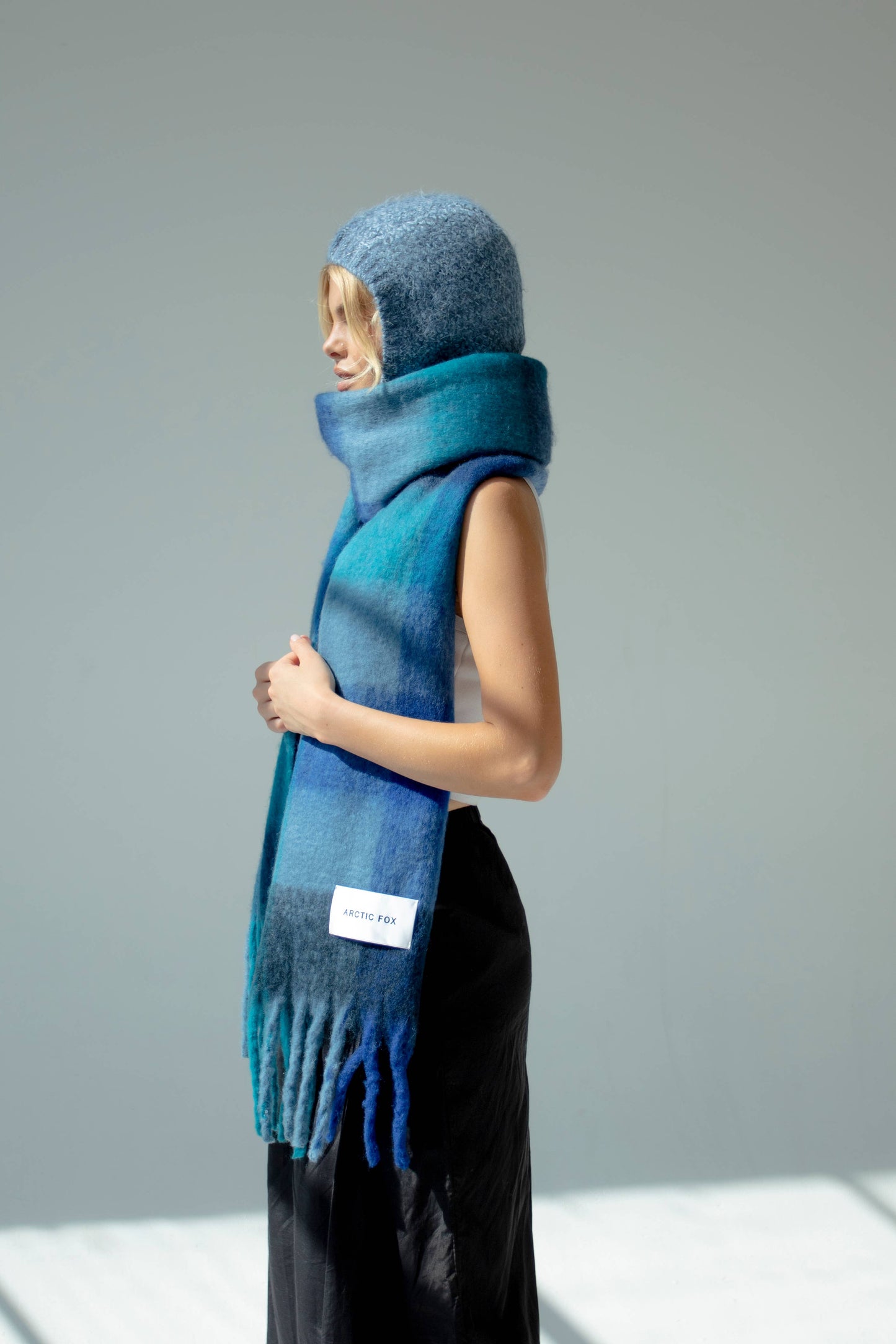 Arctic Fox - The Alpaca Balaclava Fitted Hood - Blue