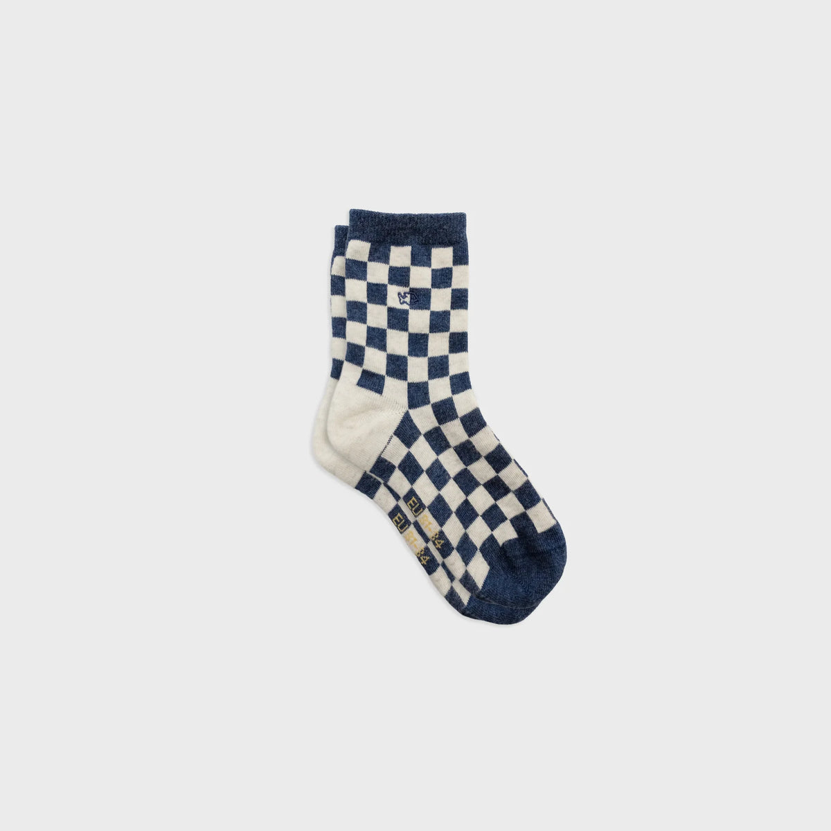 Kids' Checked Socks - Navy & Ecru