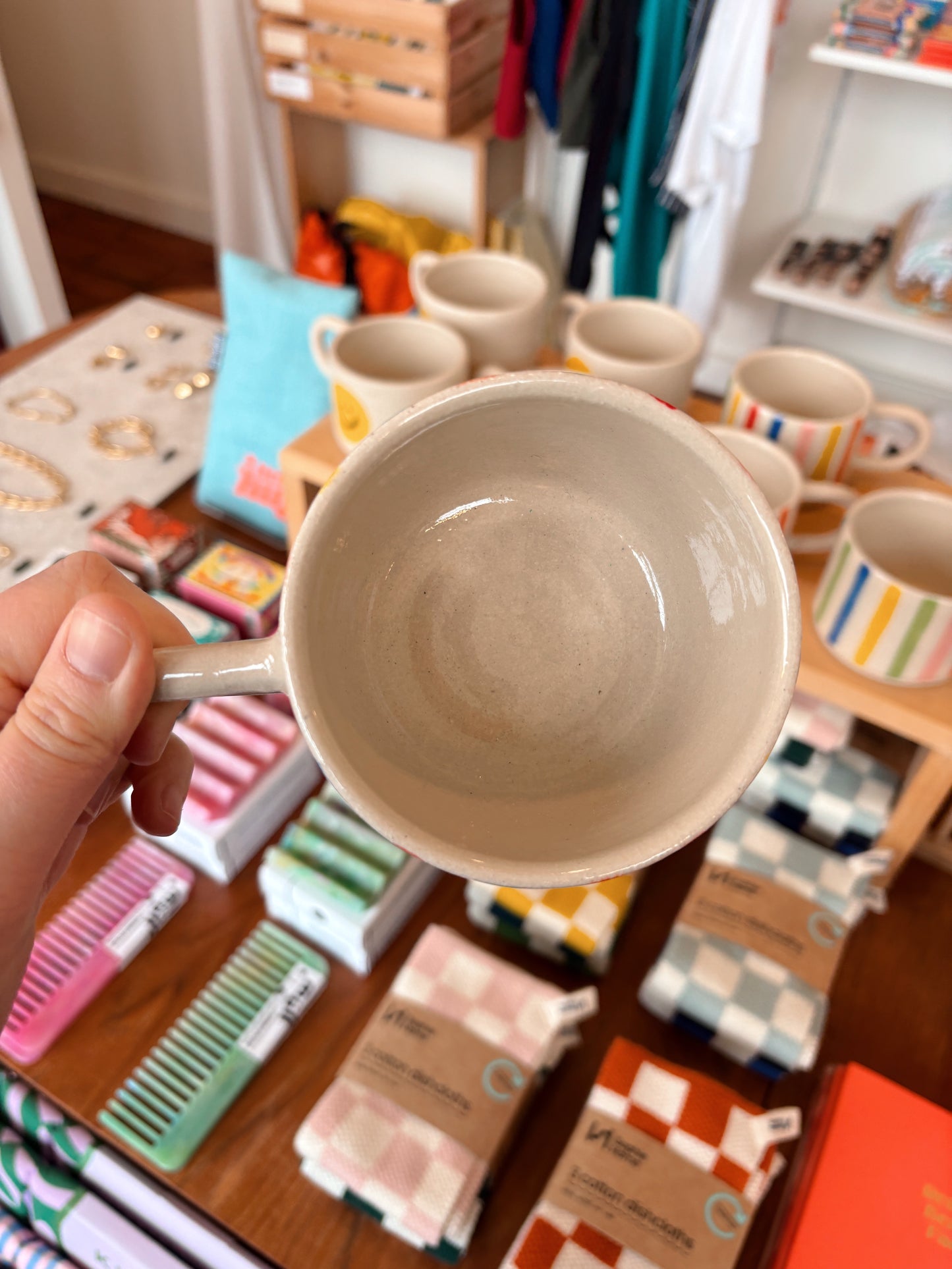 Hand painted stoneware mug - Stripes