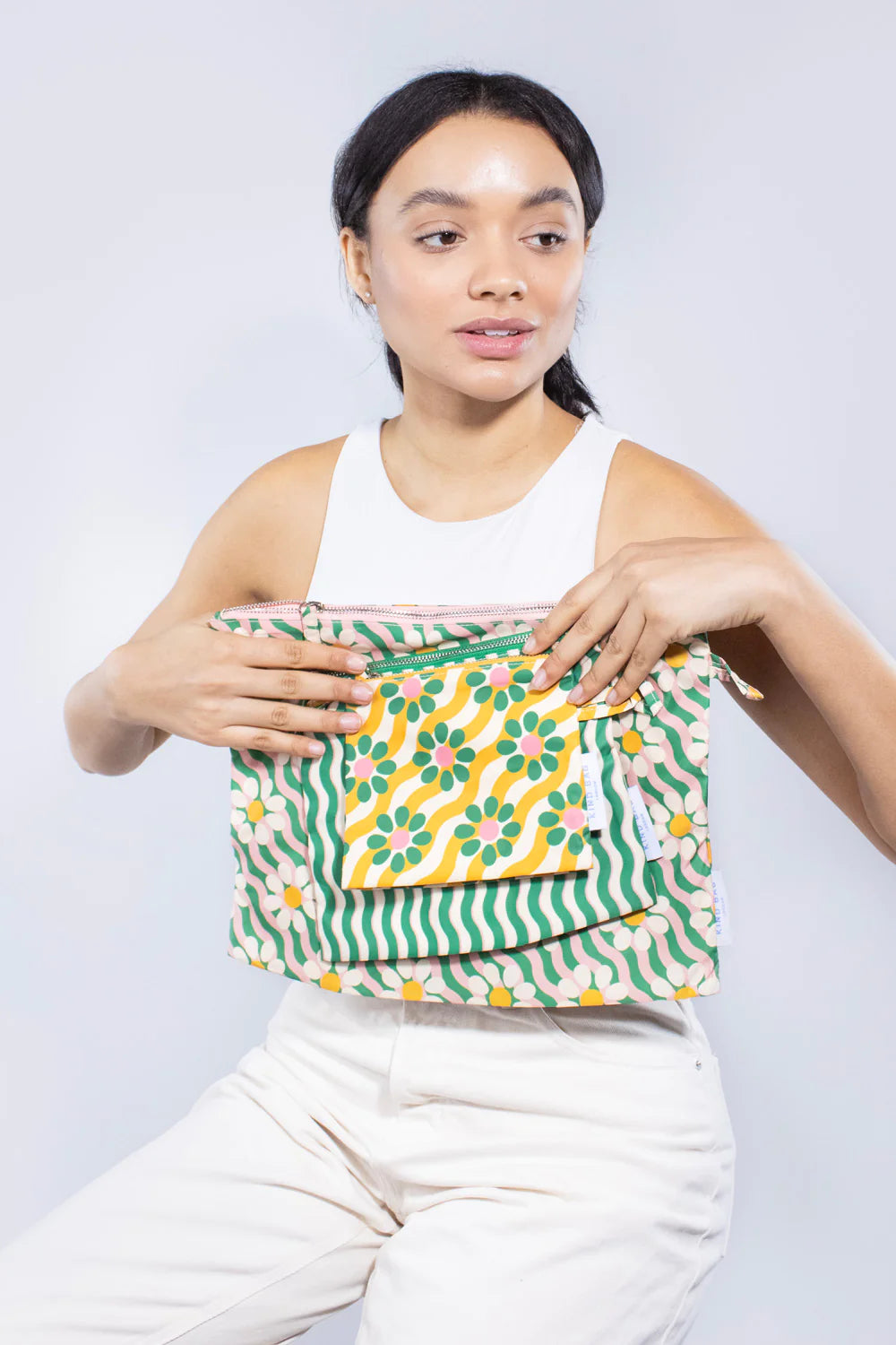 Kind Bag Pouches, set of 3 - Wavy Daisy