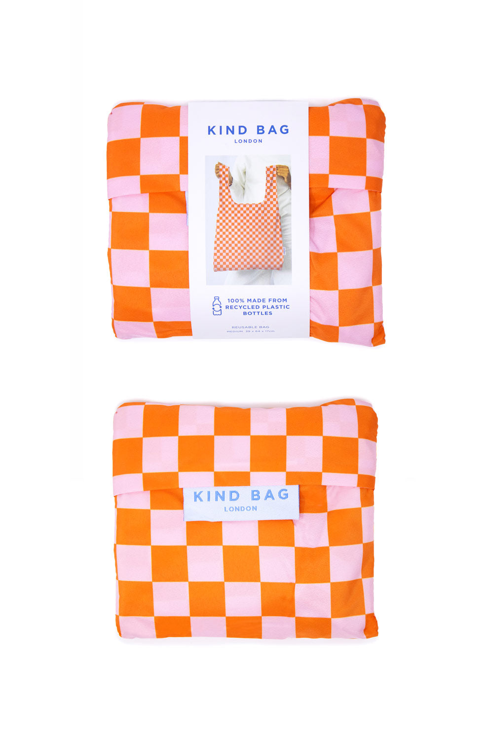 Kind Bag Shopper - Pink and Orange Check