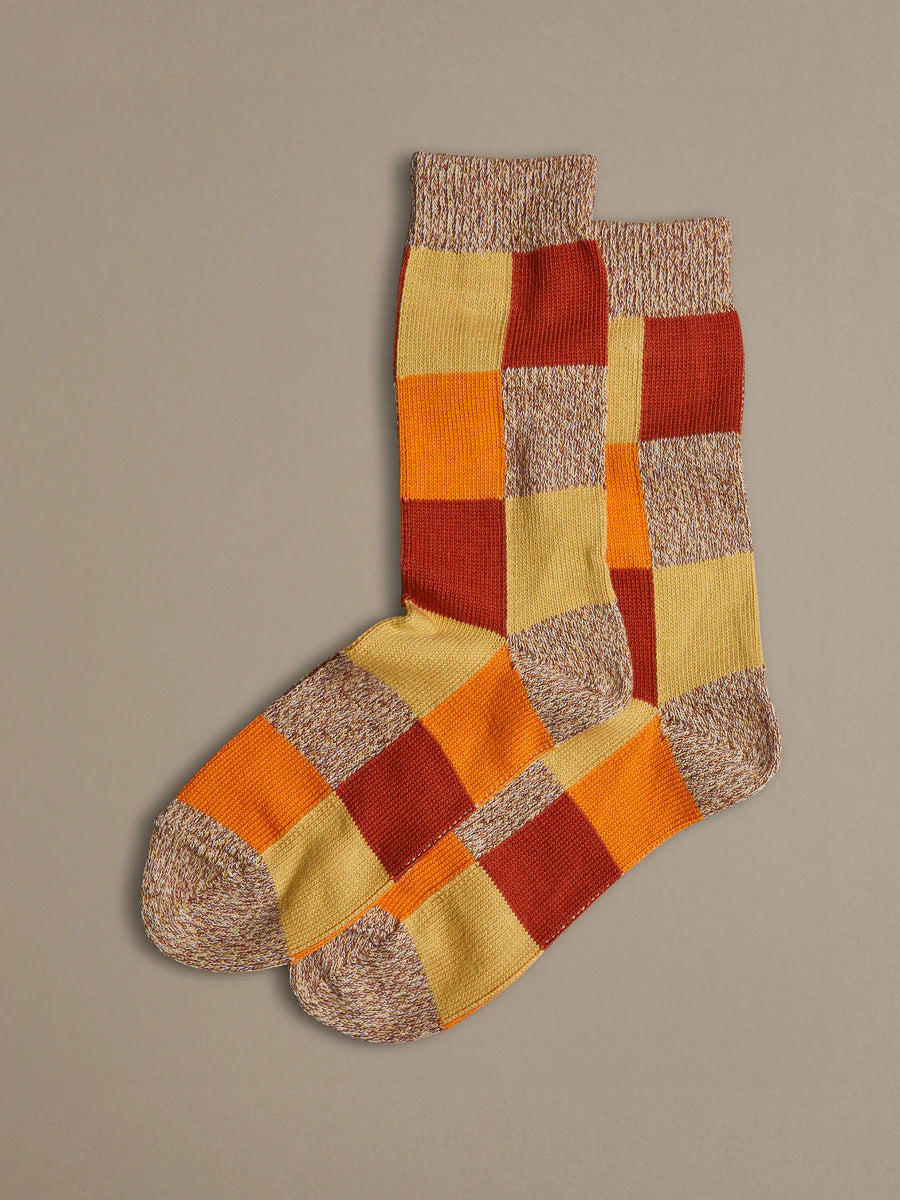 Rove Organic Cotton Socks | Patchwork Orange
