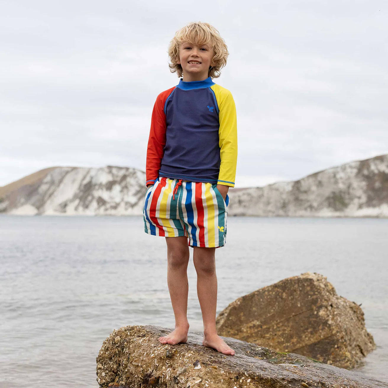 Kids Swim Shorts – Multi Stripe