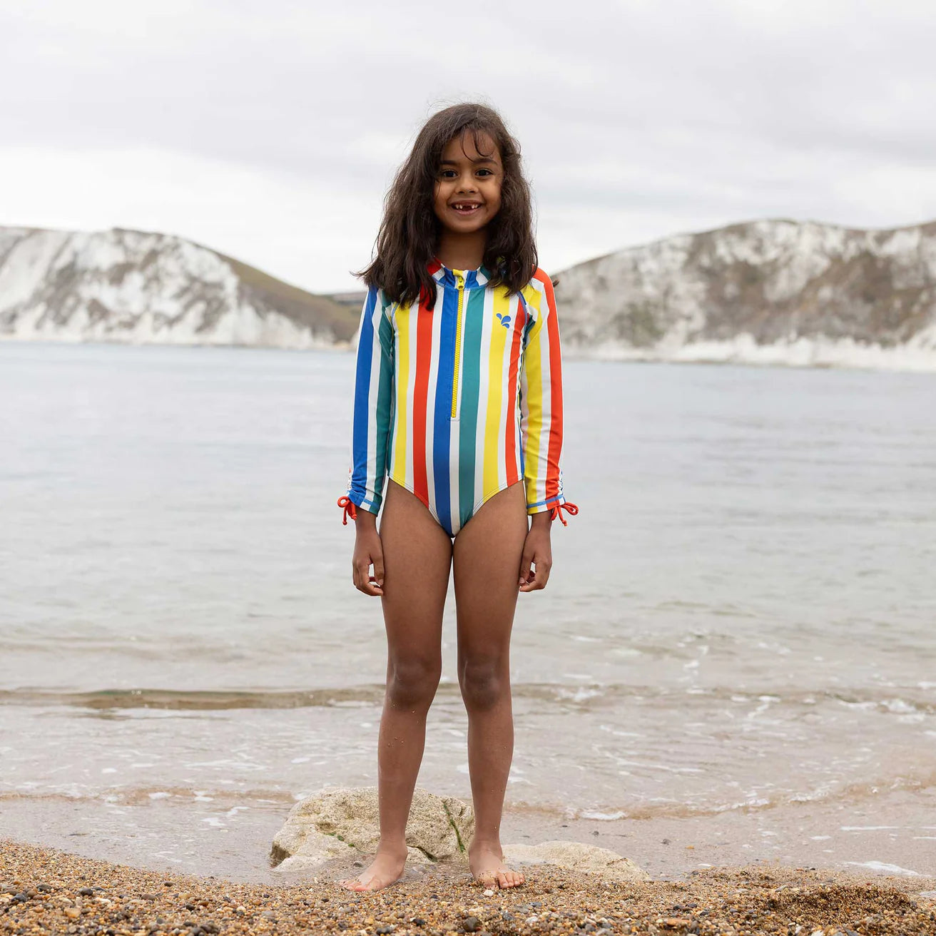Kids Long Sleeve Swimsuit – Multi Stripe