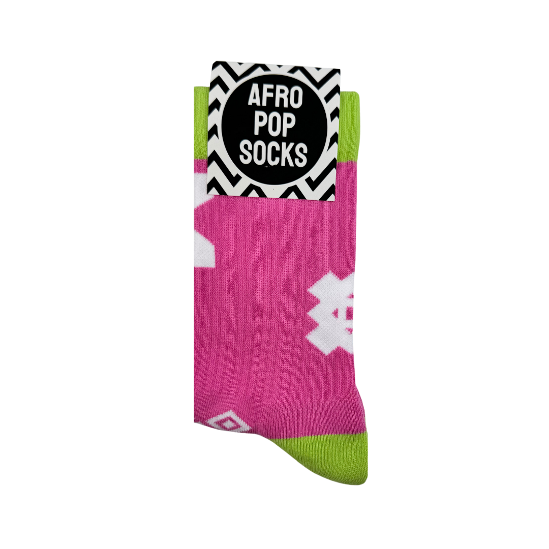 Afropop - Pink Icon Sports Socks: L/XL