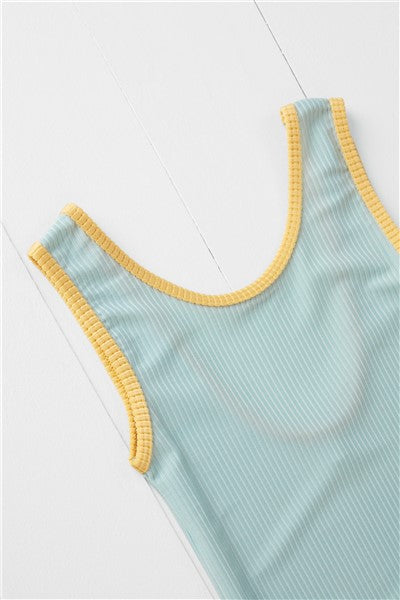 Grass + Air Ribbed Swimsuit - Pistachio