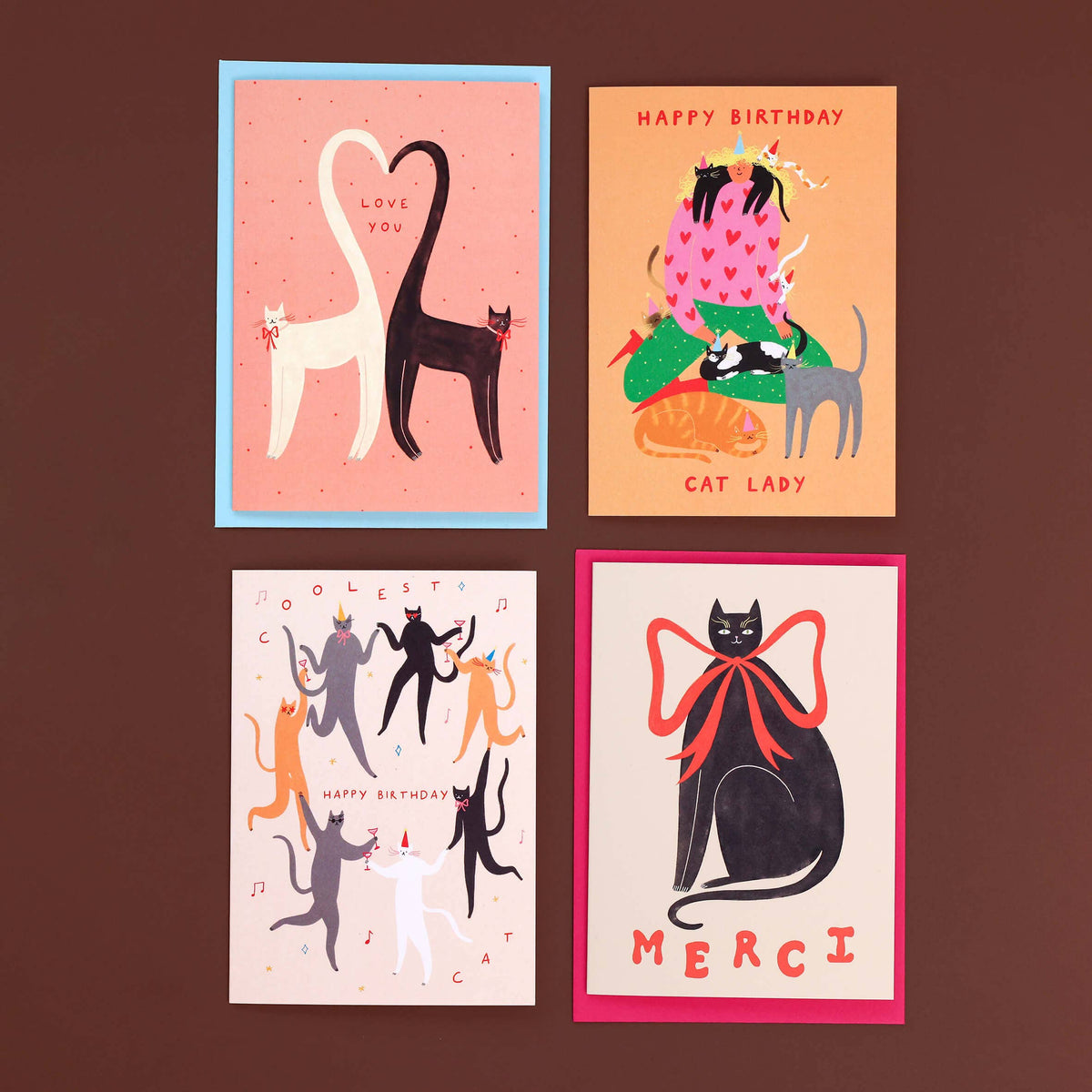 Little Black Cat Illustrated | USA Duties Paid - Merci Black Cat Thank You Card | Merci Card | French Cat