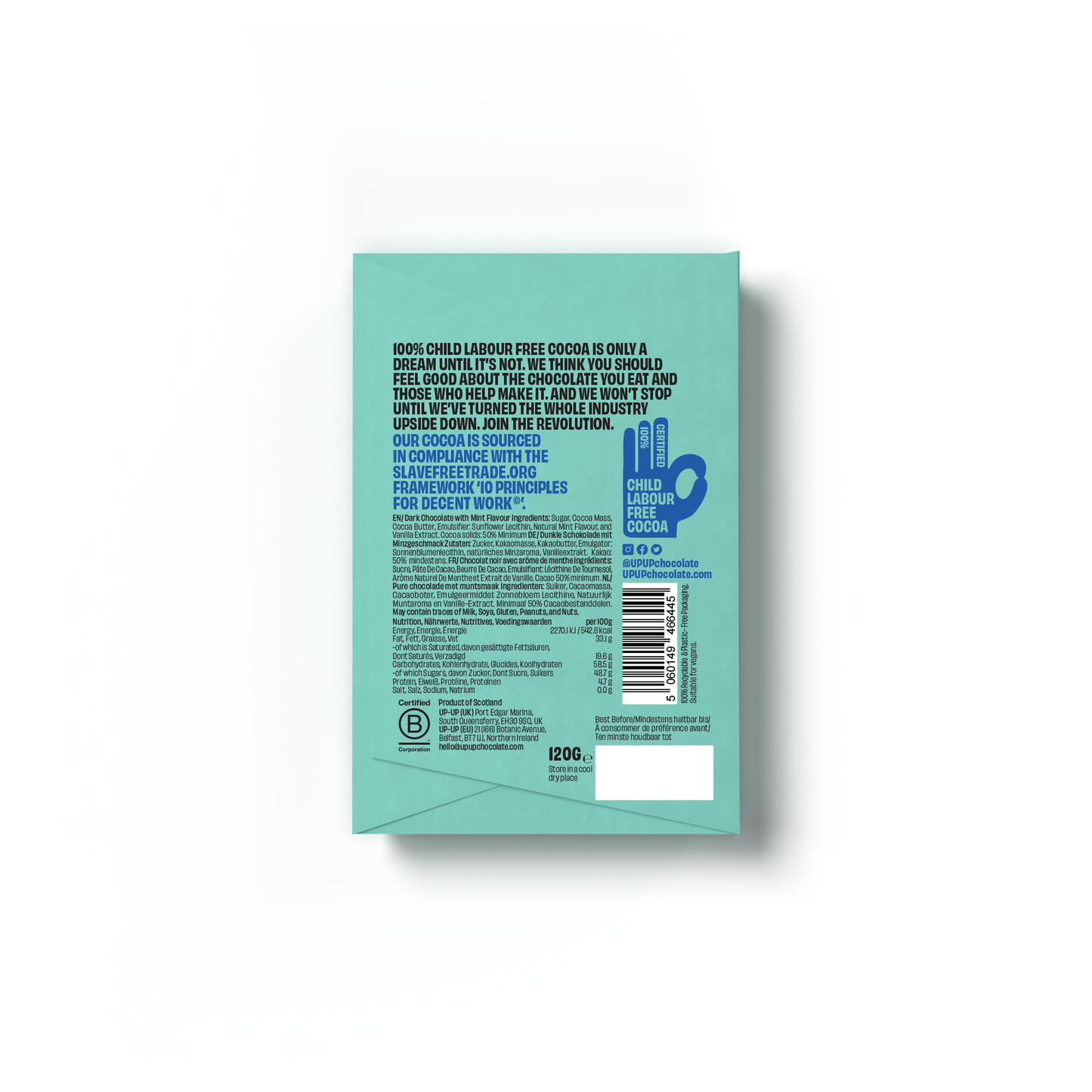 UP-UP Chocolate - Wild Mint Dark Chocolate Bar 120G/4.2OZ