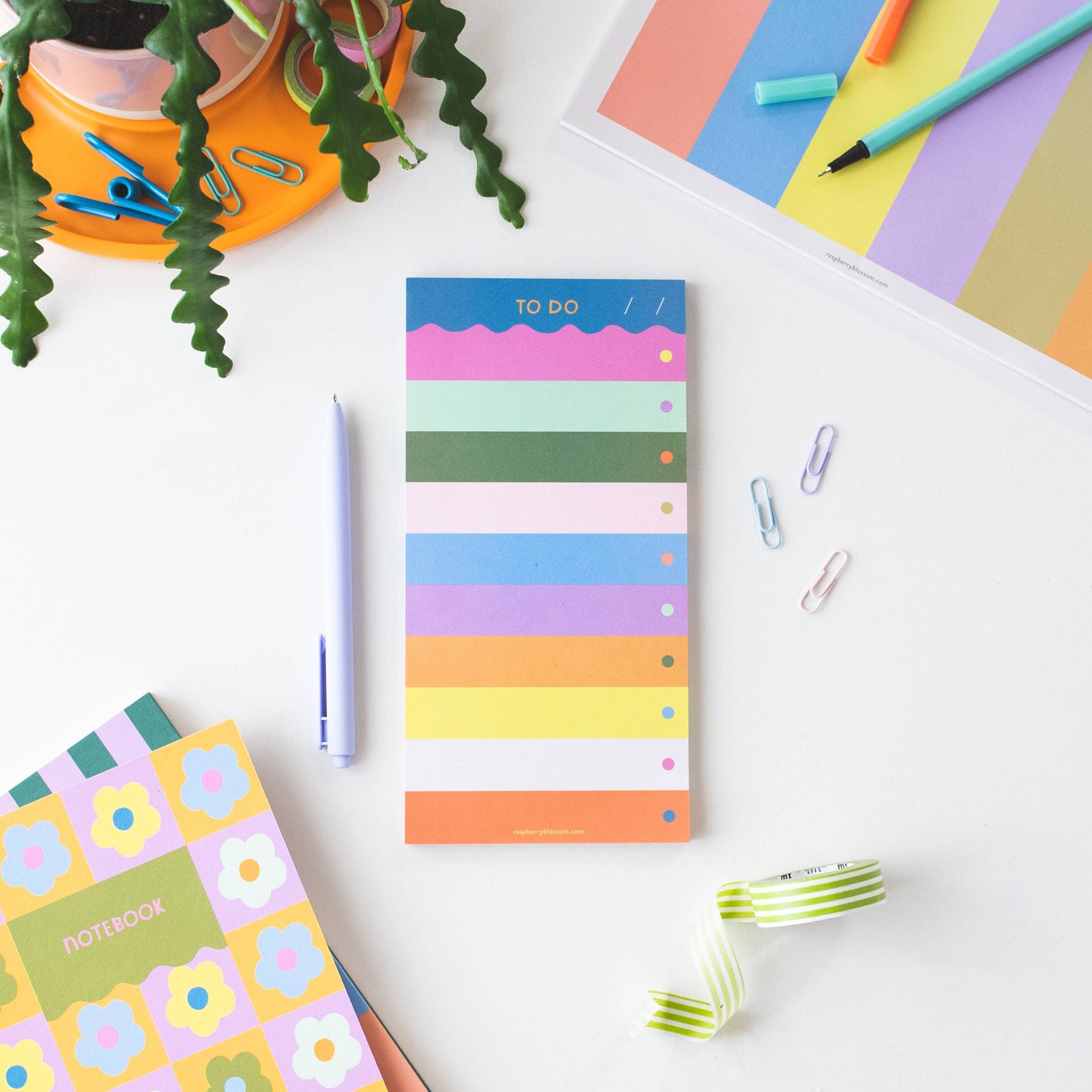 Raspberry Blossom - Rainbow Wave 'To Do' List Planner Pad