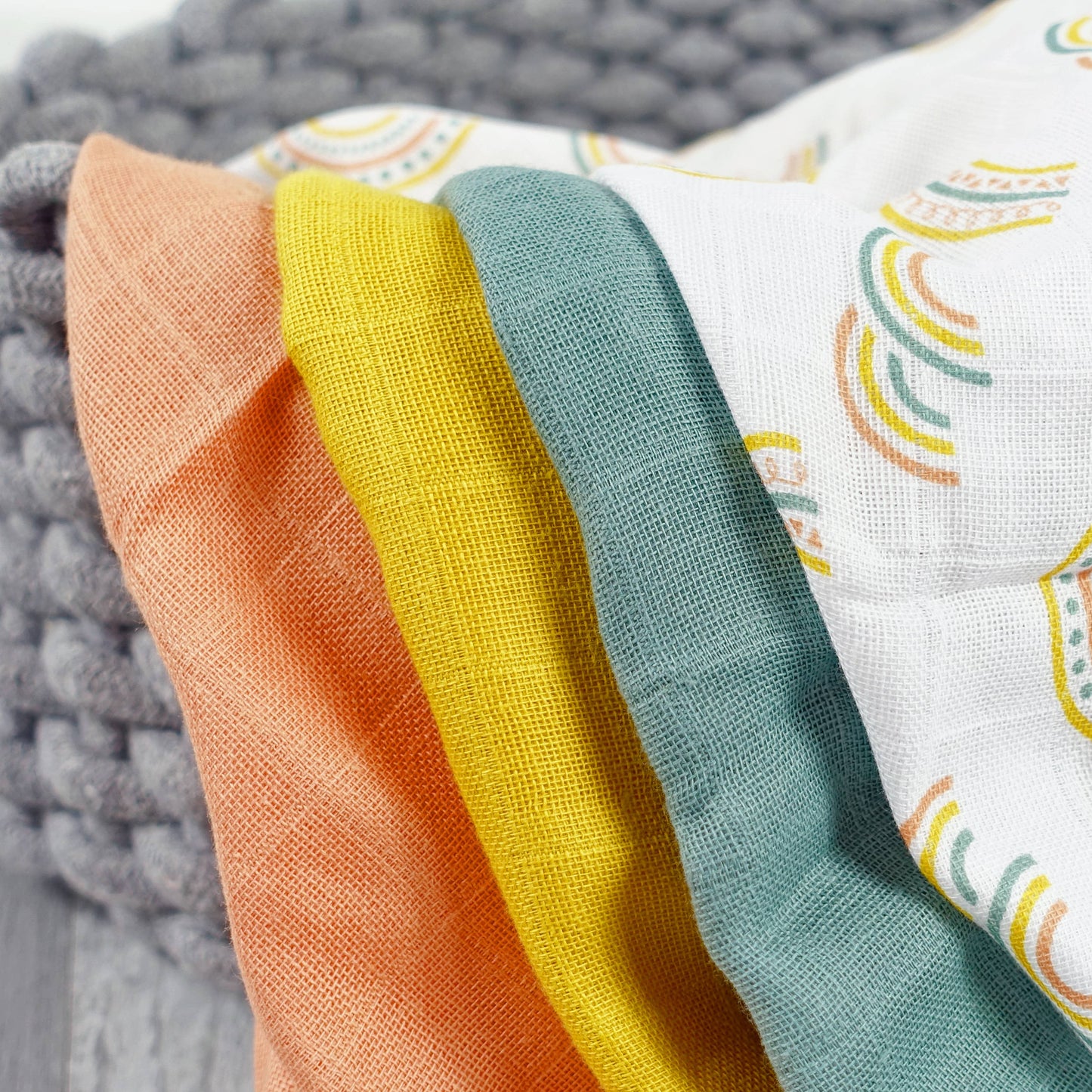 Muslinz - MerryGoRoundUK Ltd - MuslinZ 6pk 100% Cotton Muslin Squares Scandi Rainbow