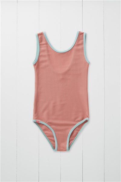Grass + Air Ribbed Swimsuit - Rose