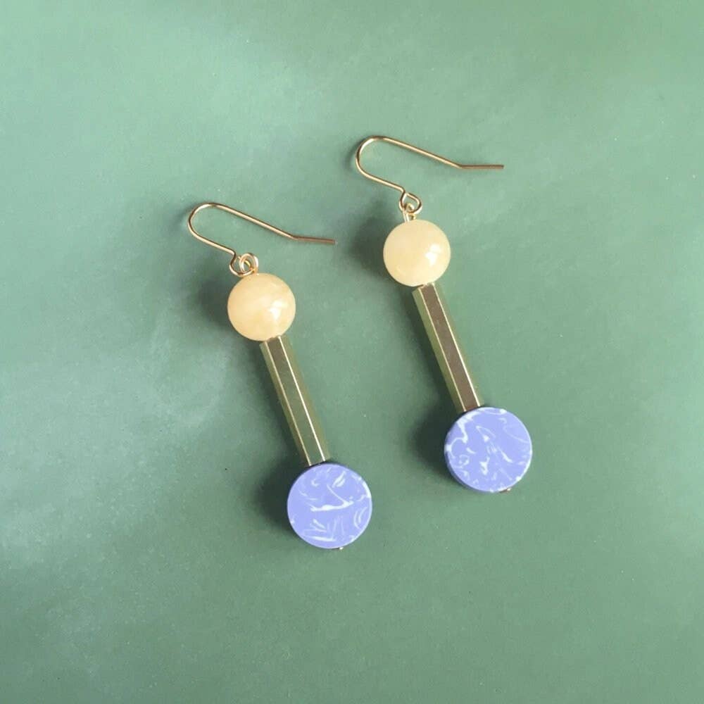 Loela - Drop Earrings - Lemon and Lilac: Gold Plated