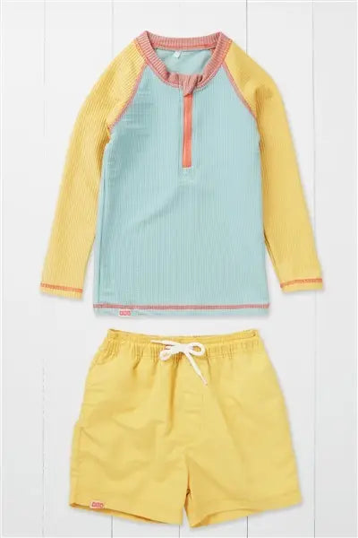 Grass & Air Pistachio Ribbed Kids Long Sleeve Rash Vest