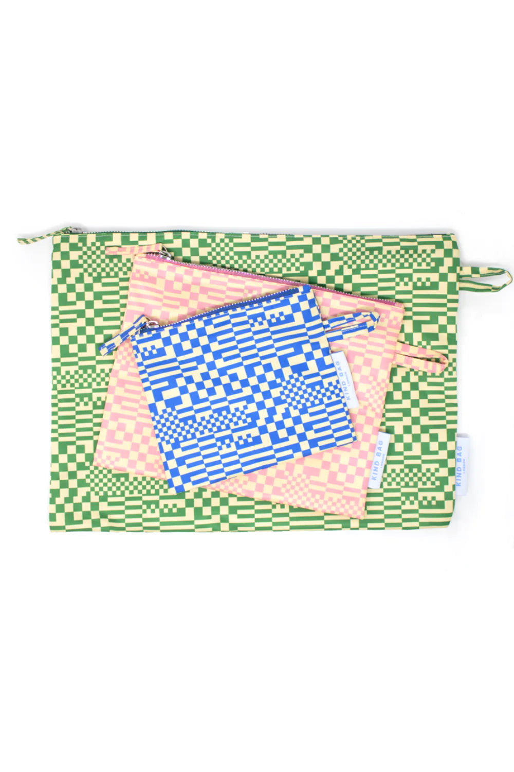 Kind Bag Pouches, set of 3 - Trippy Check