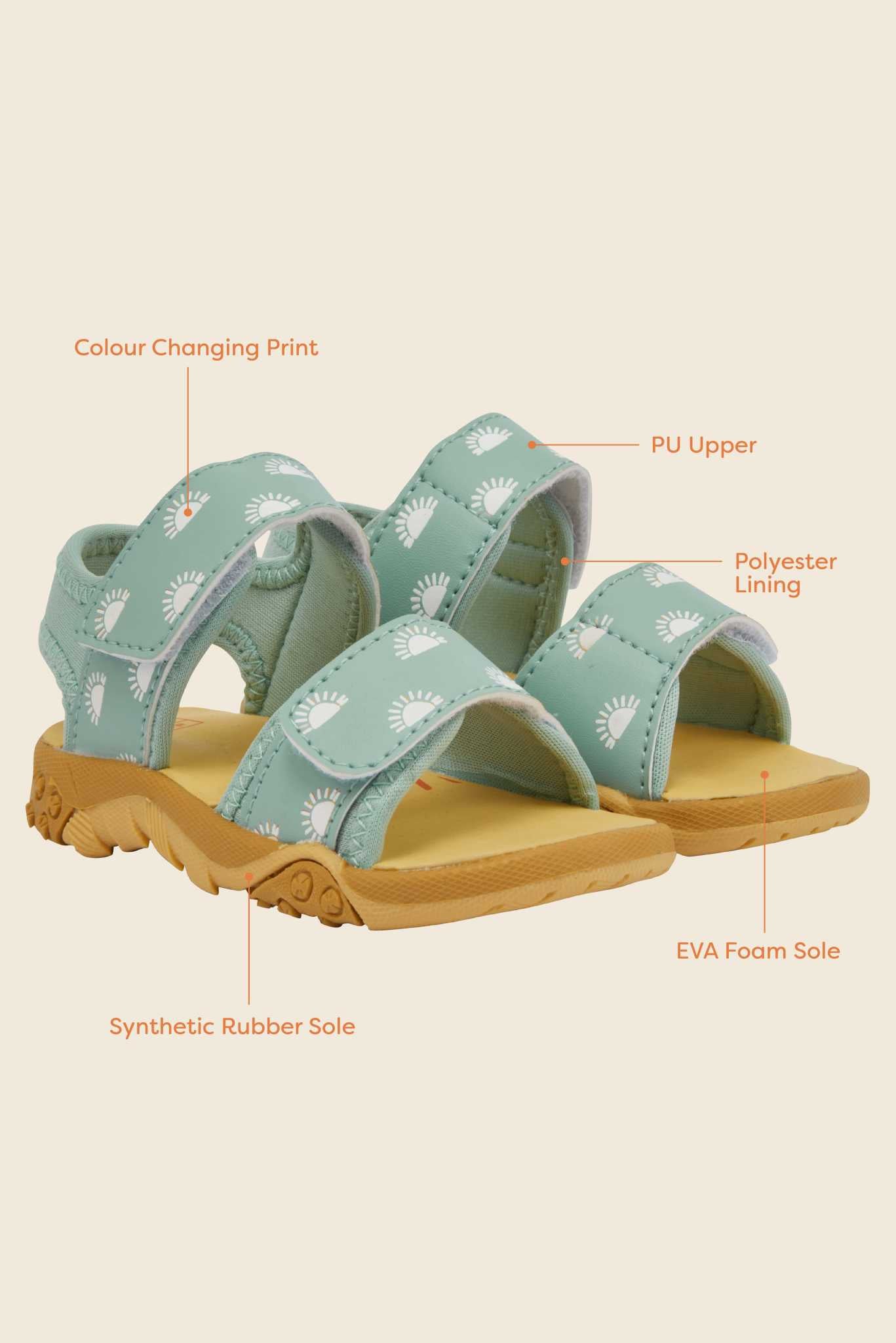 Grass & Air Colour Changing Sandals Pistachio