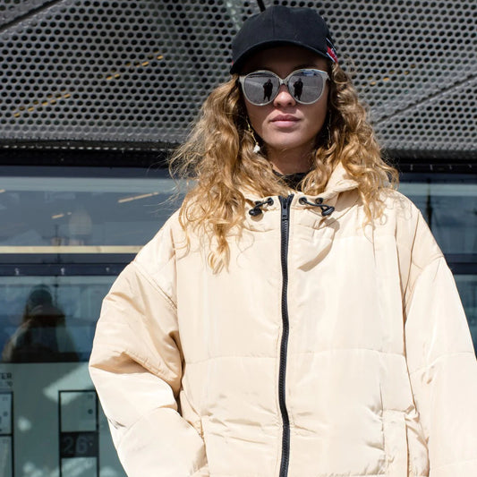 Sittingsuit, water repellent wearable blanket, Champagne