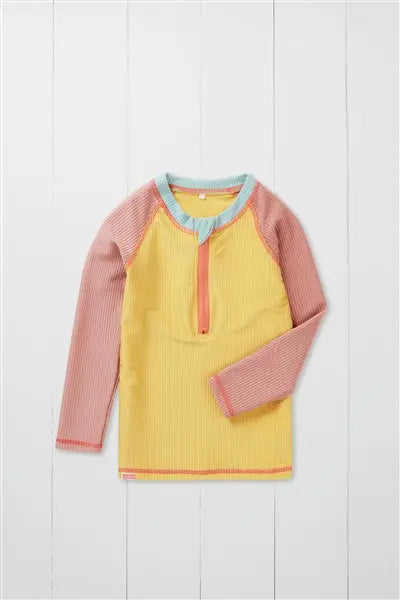 Grass & Air Ochre Ribbed Kids Long Sleeve Rash Vest