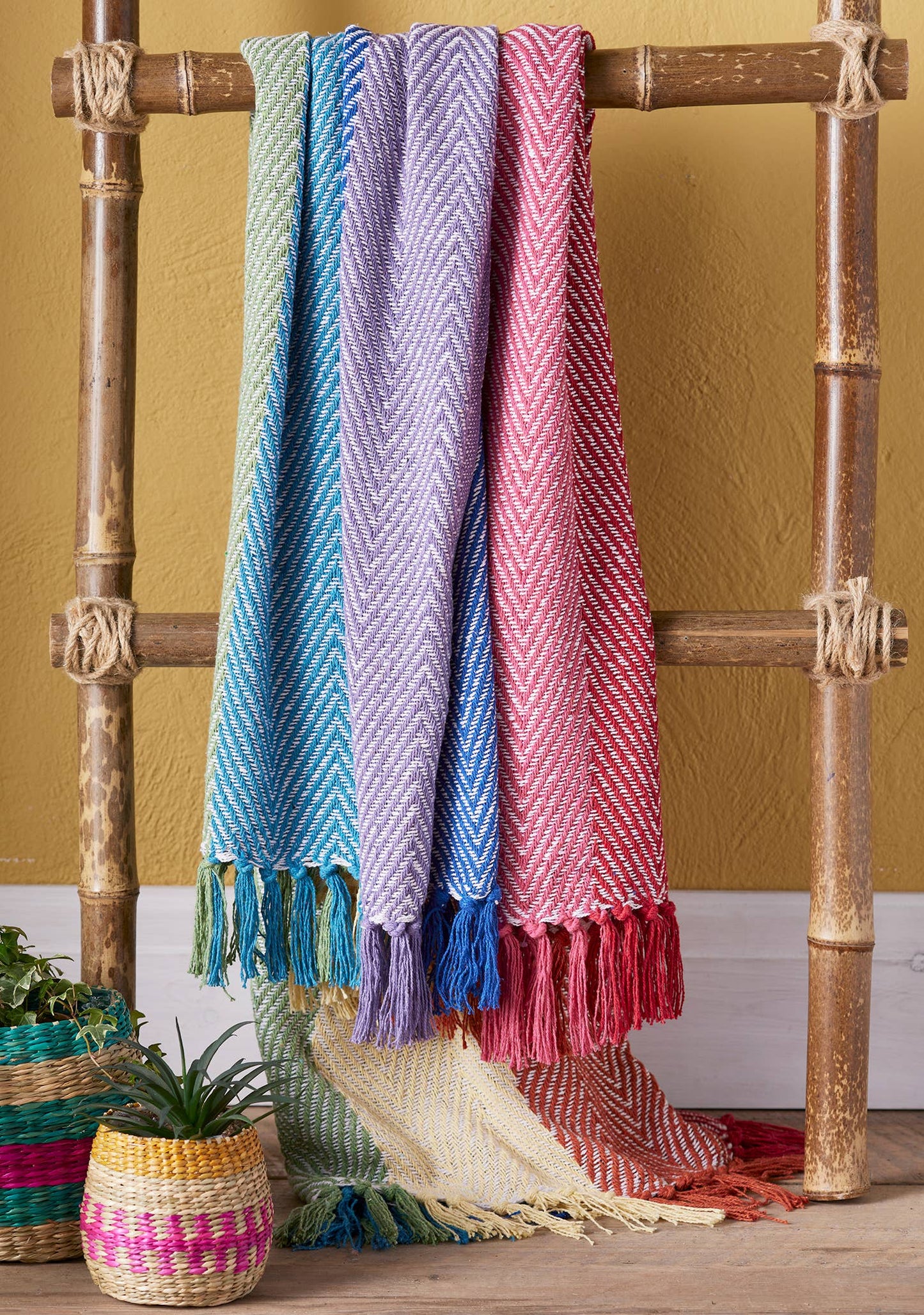 Recycled Cotton Chevron Rainbow Throw / Beach Blanket