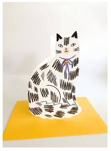 Kitty Kenda Papergoods - Sitting Kitty Shaped Greeting Card 4 colours: Black/White