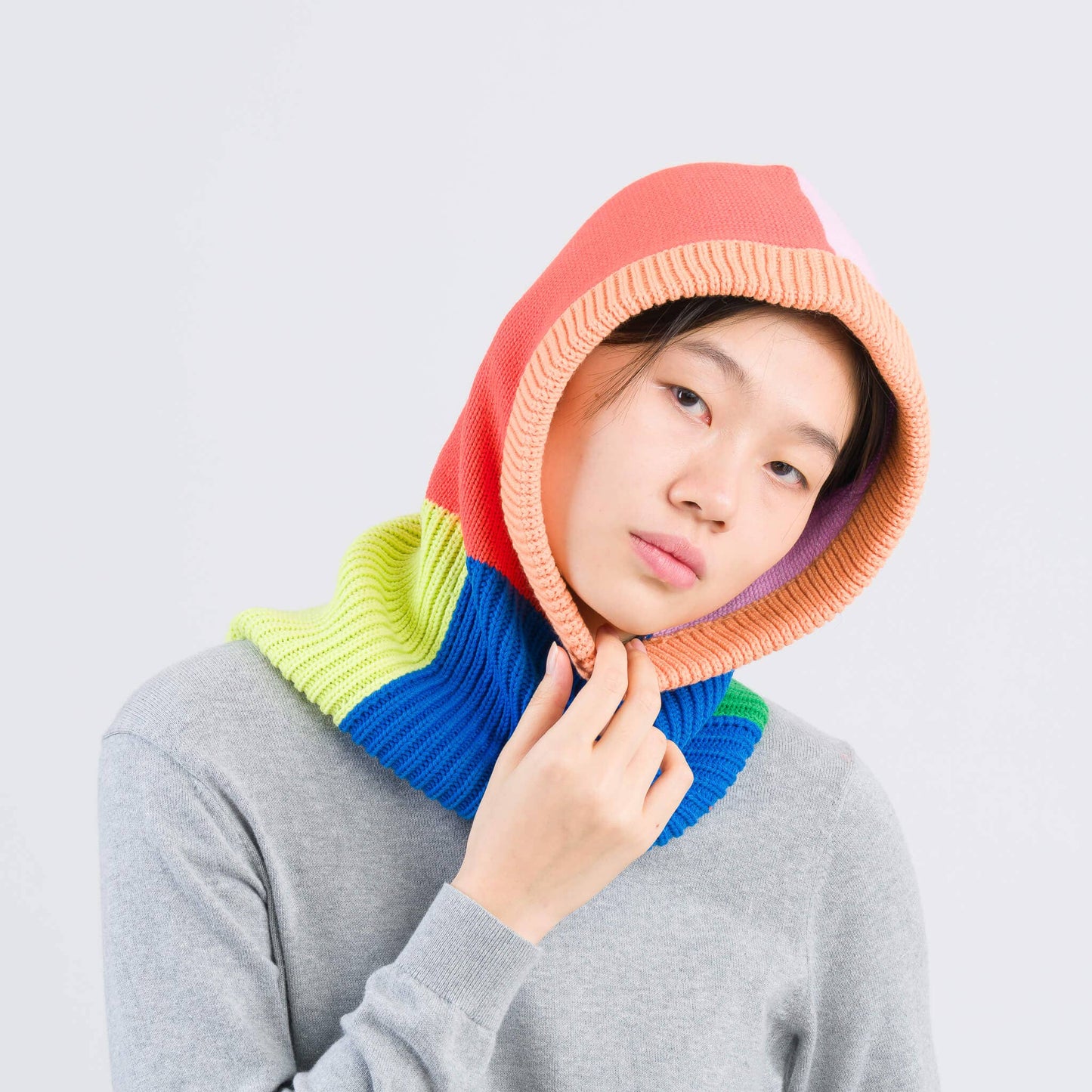 VERLOOP Mismatch Knit Hood: Poppy Lilac