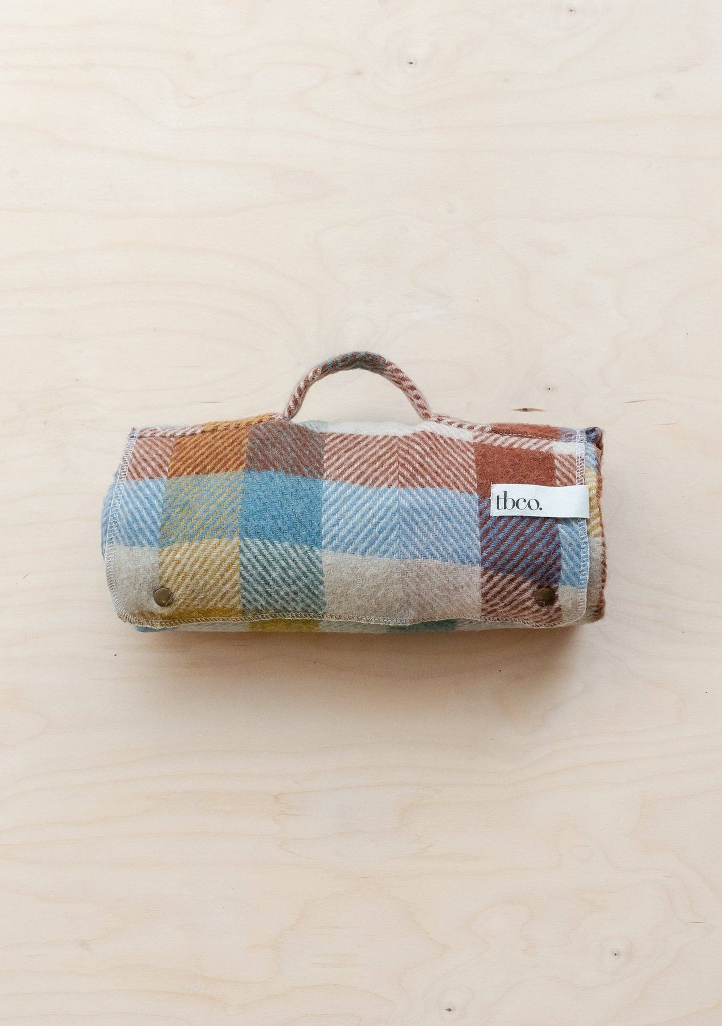 TBCo - Recycled Wool Small Picnic Blanket in Rainbow Herringbone Ch