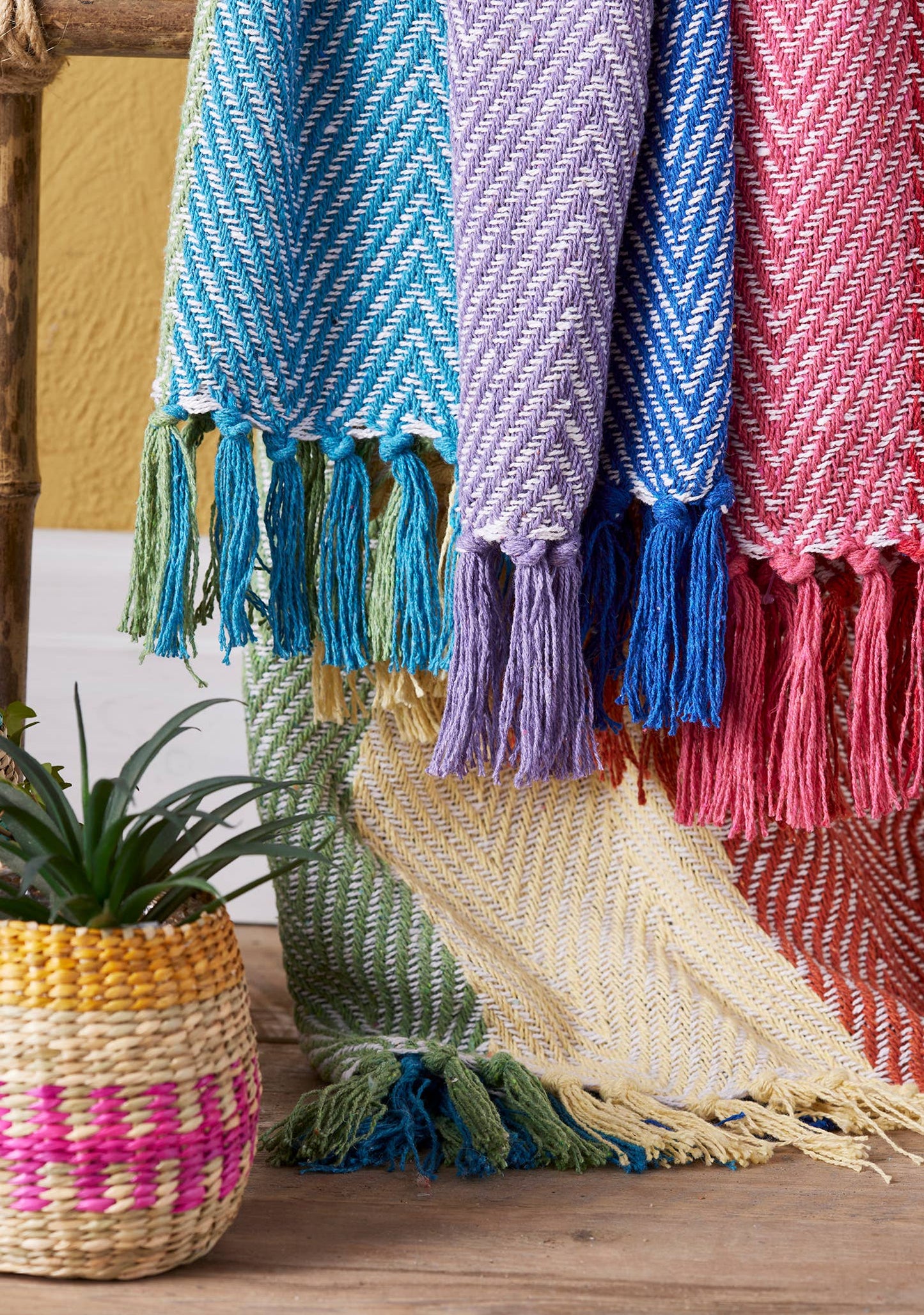 Recycled Cotton Chevron Rainbow Throw / Beach Blanket