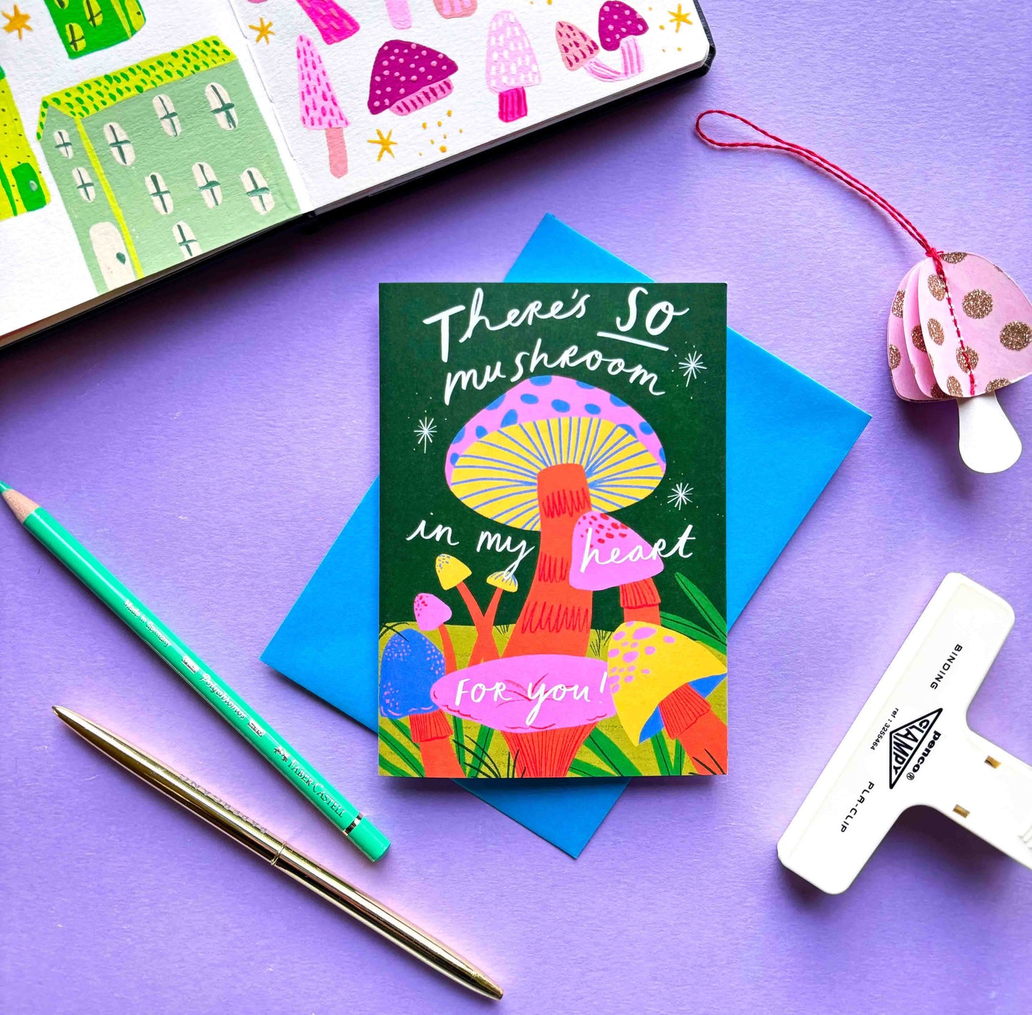 Kerrie Illustrates - There's So Mushroom In My Heart For You Valentines Greetings