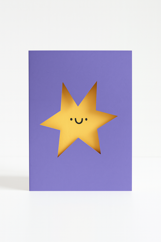 Rumble Cards - Star Shaped Greeting Card - Happy - Cute - Fun - Kids