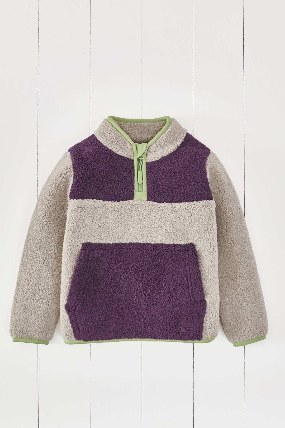 Grass & Air - Amythst Purple & Geothermal Grey Borg Quarter Zip Jumper: 2-6 years