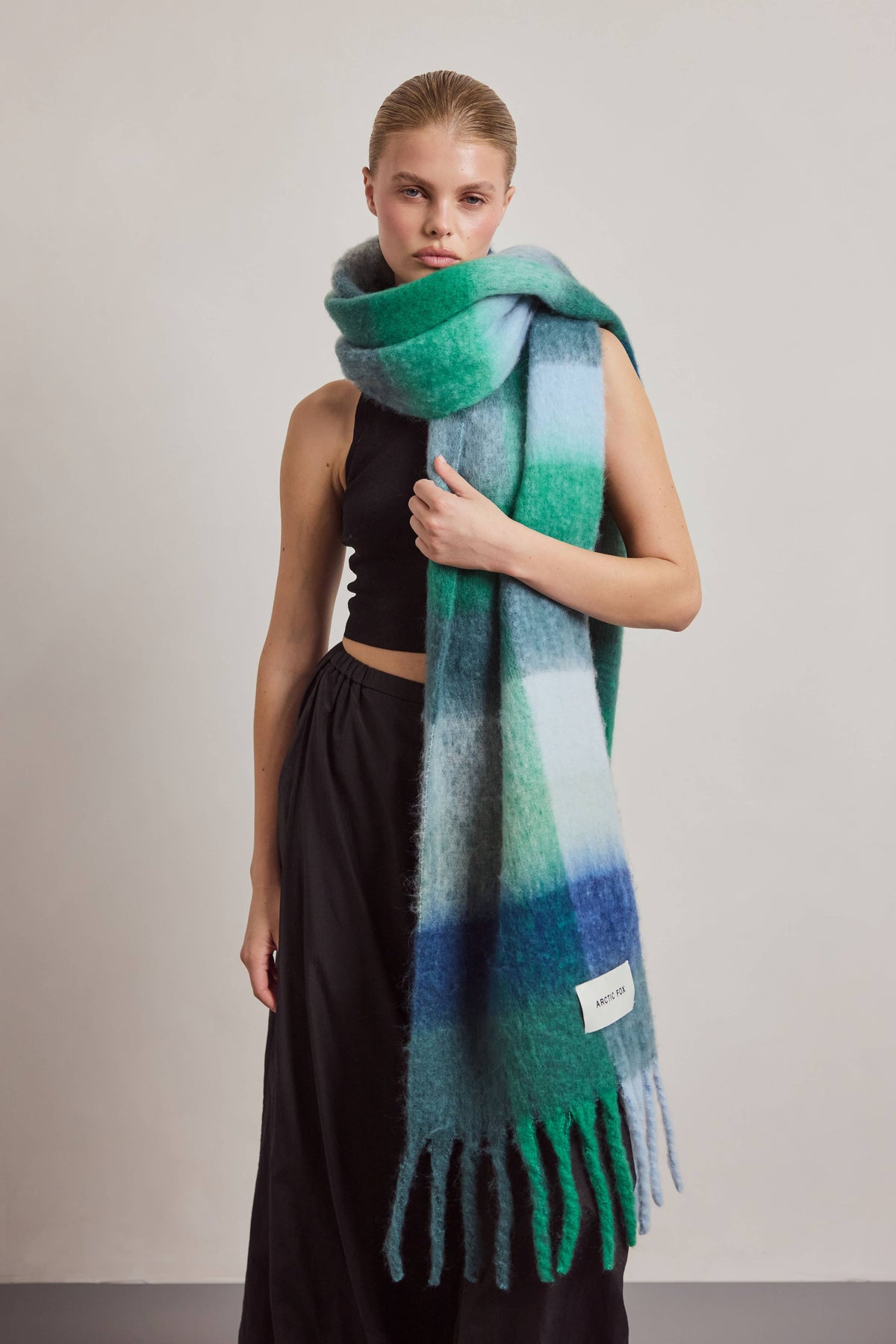 ARCTIC FOX & CO. - The Reykjavik Scarf - 100% Recycled - Emerald Check - AW26