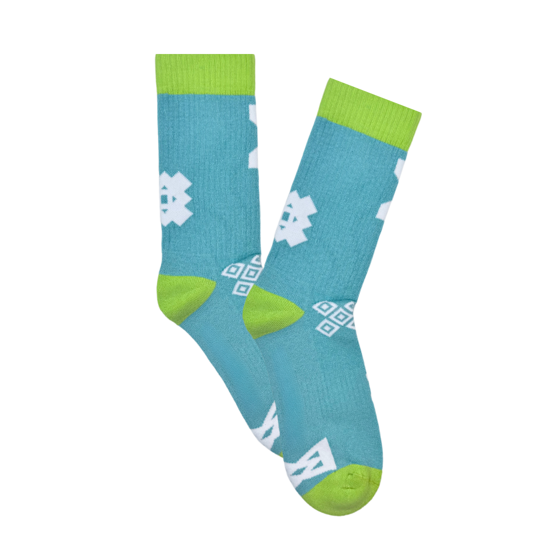 Afropop - Aqua Icon Sports Socks: L/XL