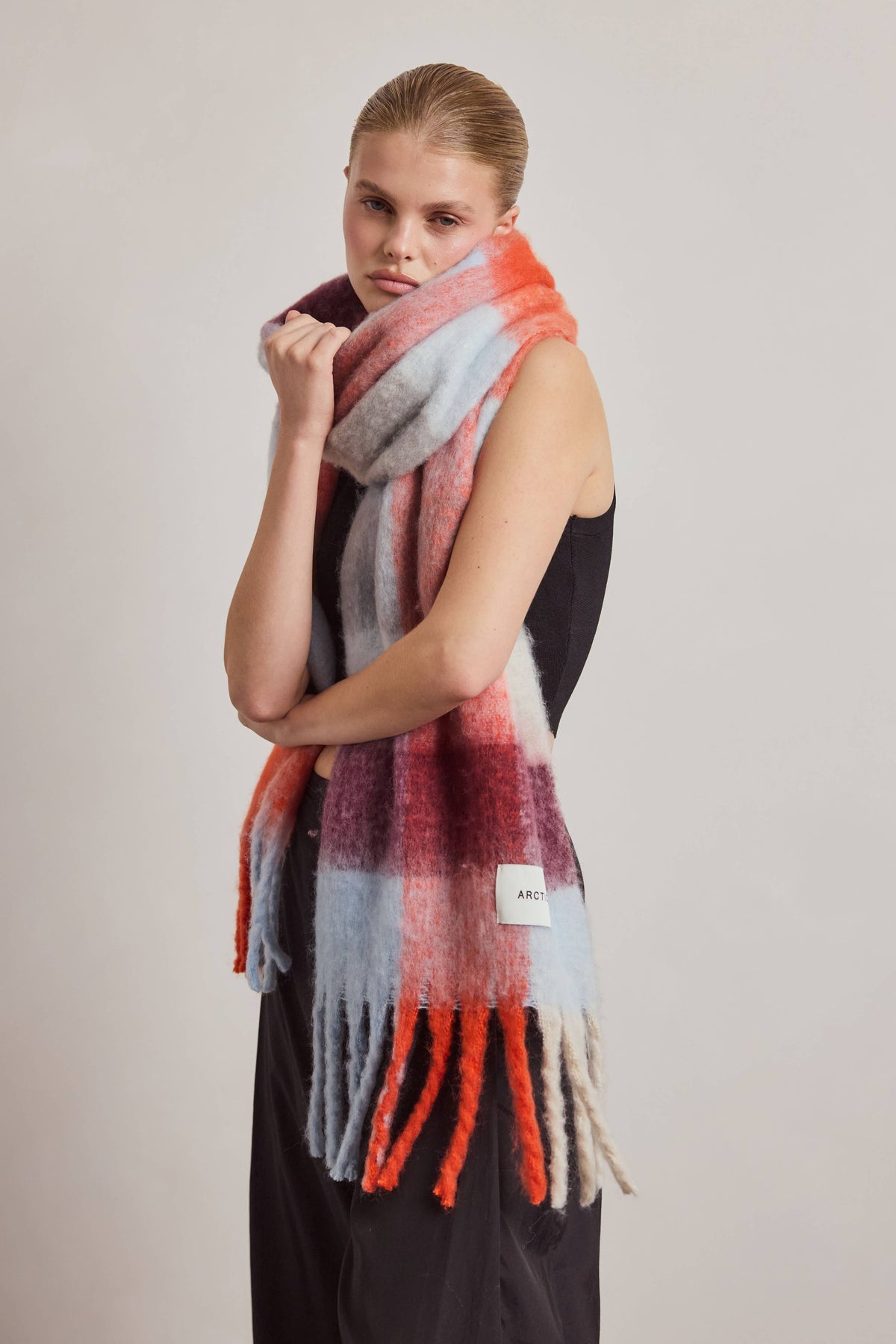 ARCTIC FOX & CO. - The Reykjavik Scarf - 100% Recycled - Red Blue Check - AW26