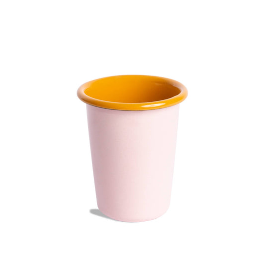 Crow Canyon Home - The Get Out x CCH Enamelware  8 oz Small Tumbler: Pink & Mustard