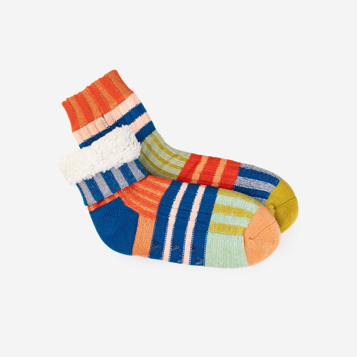 VERLOOP - Patchwork Stripe House Socks: Rainbow