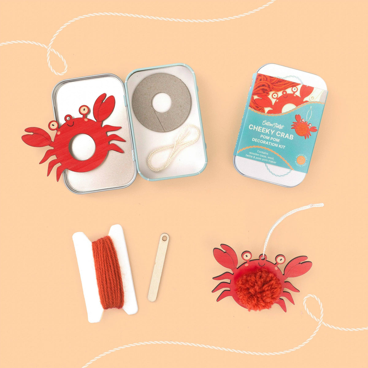 Cotton Twist - Make Your Own Pom Pom Crab Decoration Kit