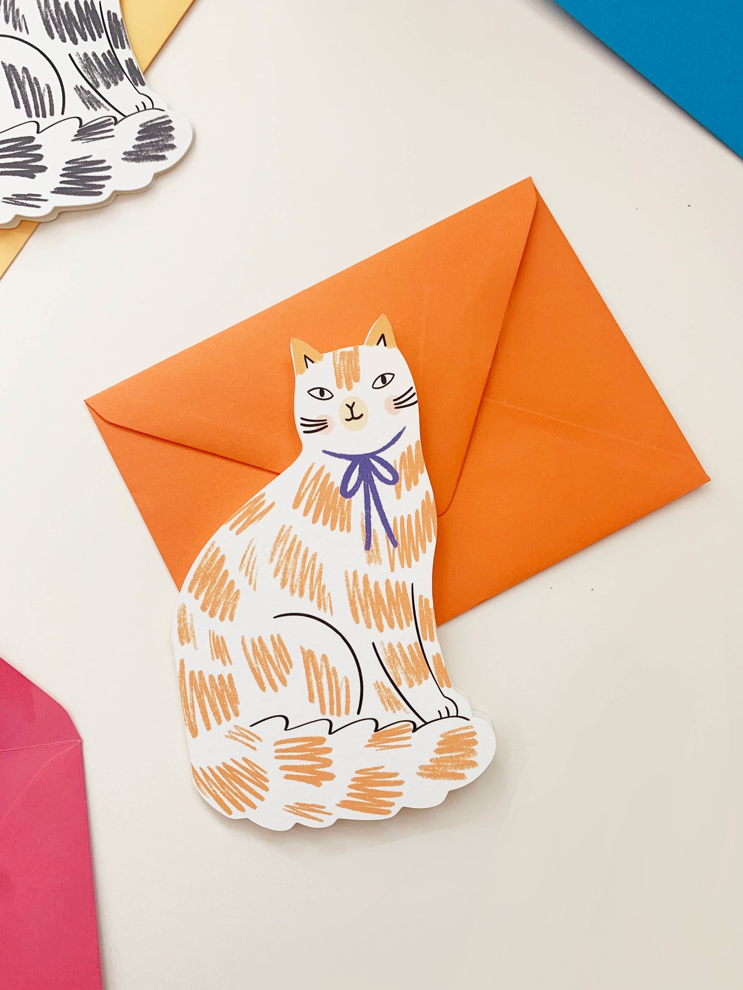 Kitty Kenda Papergoods - Sitting Kitty Shaped Greeting Card 4 colours: Black/White