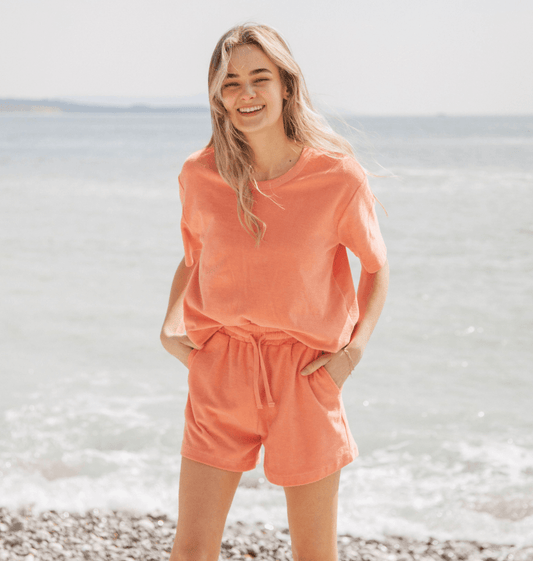Women's Peach Towelling T-shirt