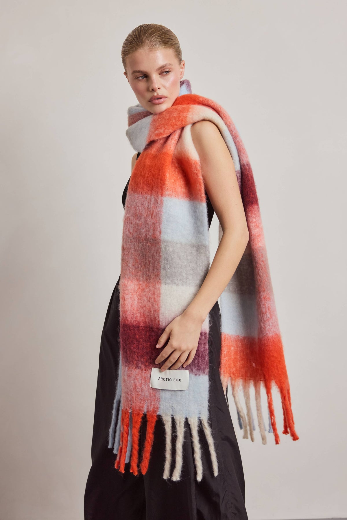 ARCTIC FOX & CO. - The Reykjavik Scarf - 100% Recycled - Red Blue Check - AW26