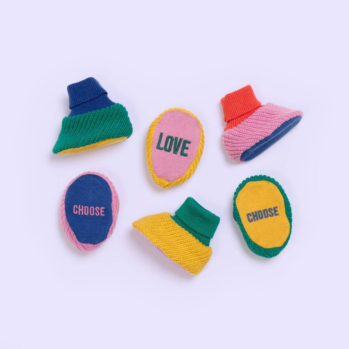 Sophie Home Ltd - Cotton Knit Baby Slipper Socks: Choose Love Green