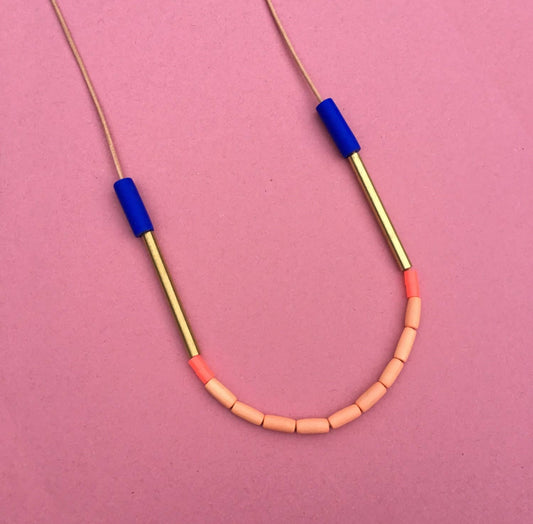Loela - Dini Necklace: Cobalt and Peach