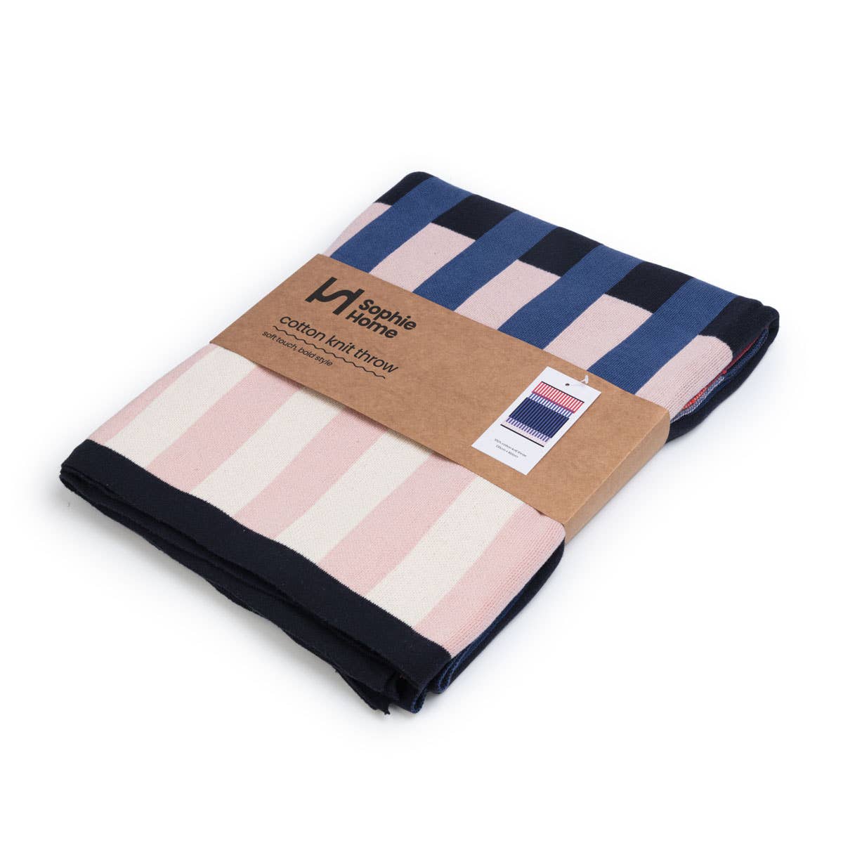 Sophie Home Ltd - Cotton Knit Throw Blanket: Studie Navy